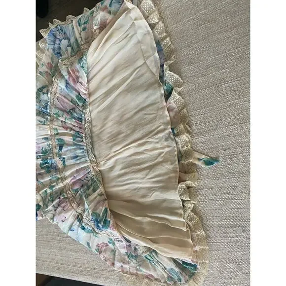 zimmermann verity scallop short dress Zimmermann Verity Scallop Short Dress Cream Floral Size XS/S